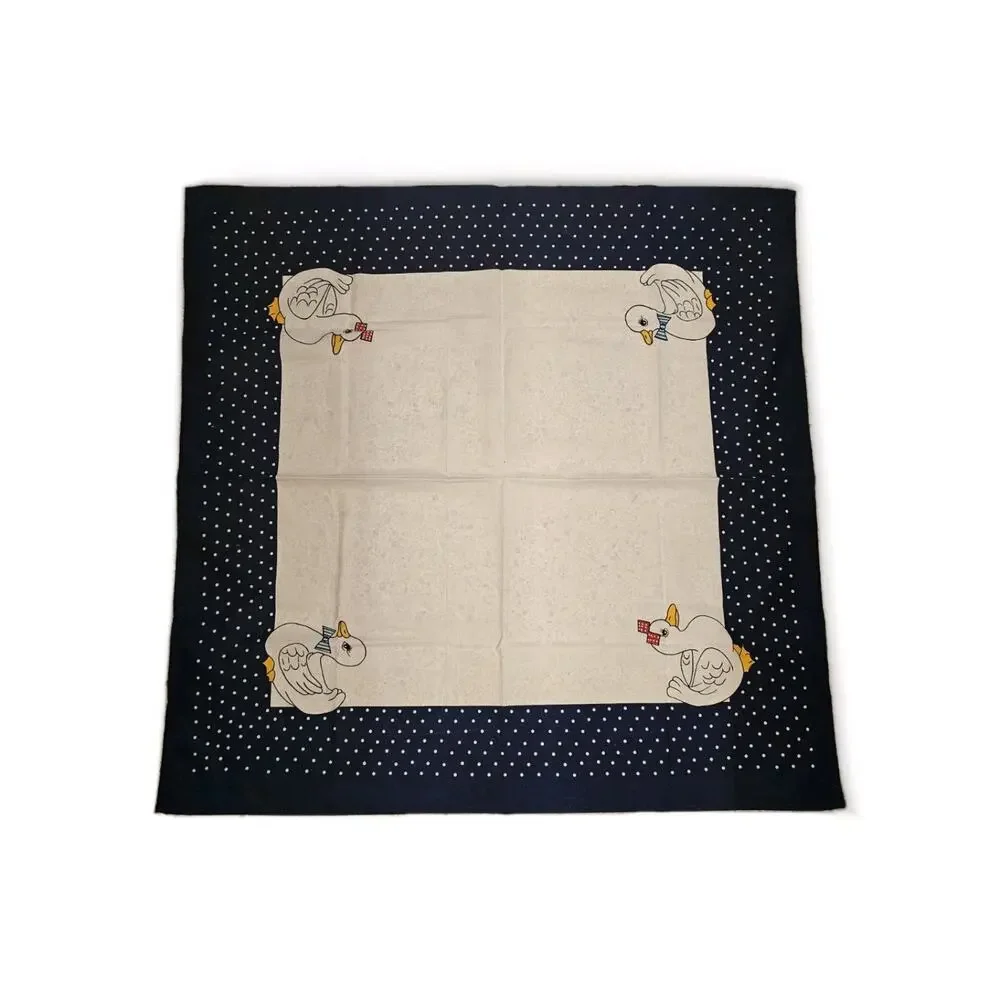 Vintage Authentic Easter Duck Tablecloth‎ Polka Dot Blue Granny German 30x30